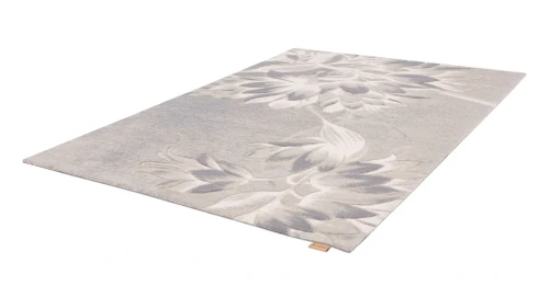 Rzut z boku dywanu wełnianego Agnella Opal Flowers beżowy (binding)