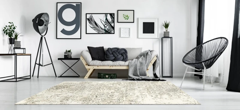 Dywan vintage FD Lush Skraut perła (BINDING) aranżacja