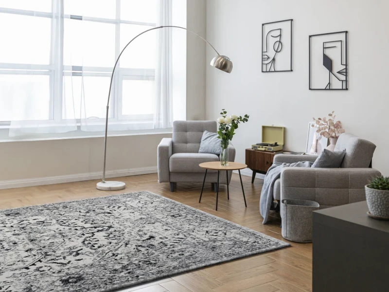 Dywan vintage FD Lush Lusia popiel (binding) aranżacja