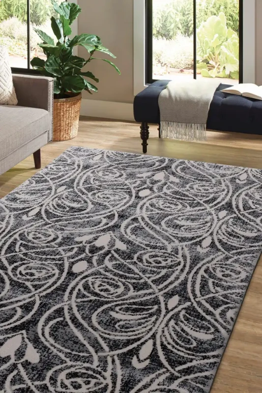 Dywan 3d FD Lush Secesjo P antracyt (binding) aranżacja