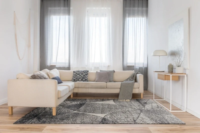 Dywan nowoczesny FD Lush Haust popiel (binding) aranżacja