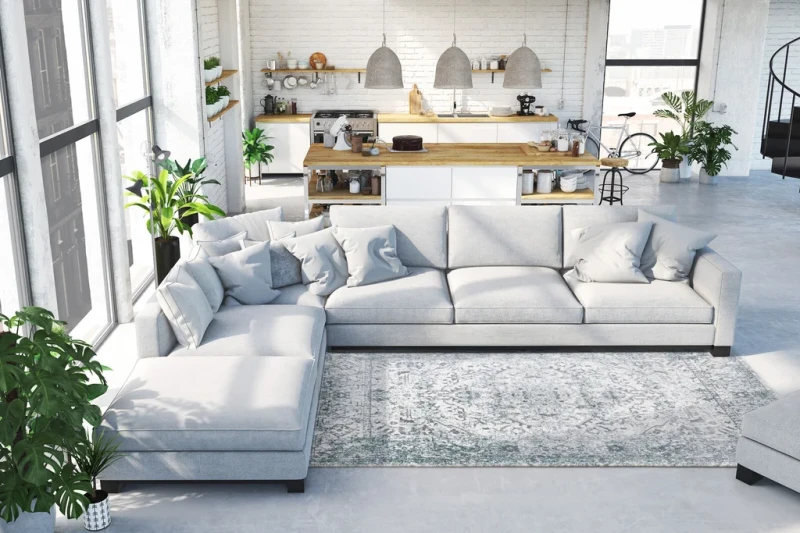 Dywan vintage FD Lush Lusia miętowy (binding) aranżacja