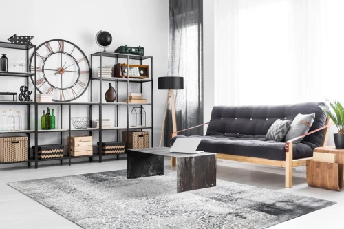 Dywan vintage FD Lush Buds popiel (binding) aranżacja