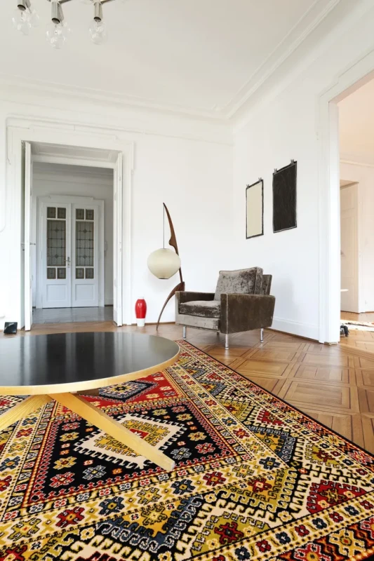 Dywan etno FD Standard Aras granat aranżacja