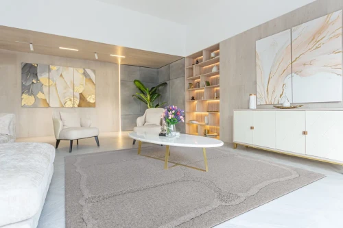 Dywan kwadrat szary wełniany Agnella Ladnini Morphic Organica do salonu