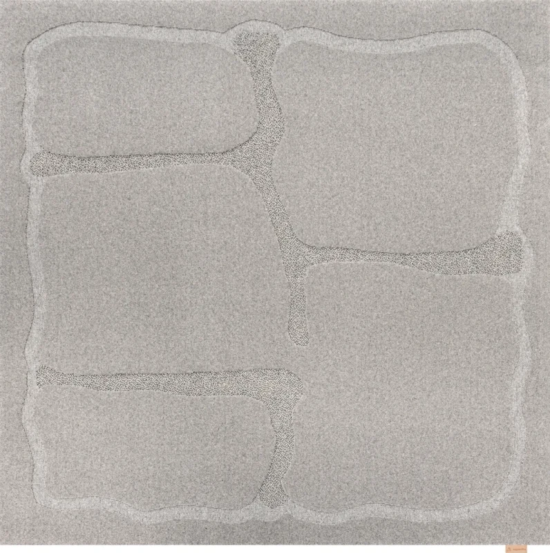 Dywan kwadrat szary wełniany Agnella Ladnini Morphic Organica