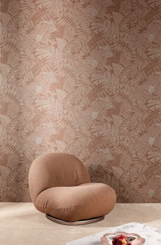 Tapeta w liście do salonu Masureel Ray RAY201 Biome Nougat.webp