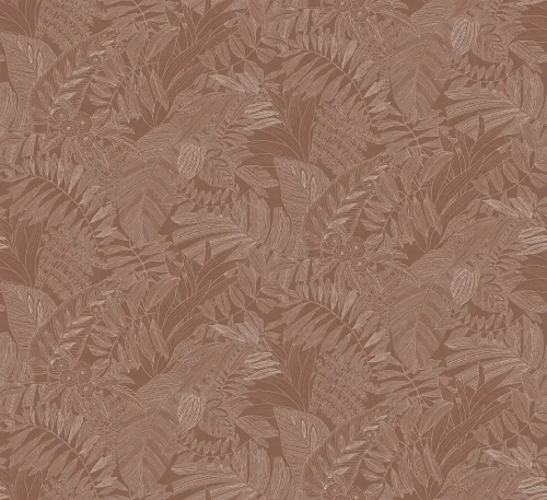 Tapeta brązowa w liście elegancka Masureel Ray RAY201 Biome Nougat.webp