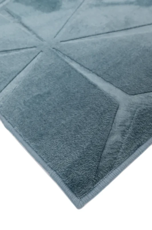 Dywan pluszowy Alaska geometria turkusowy - róg