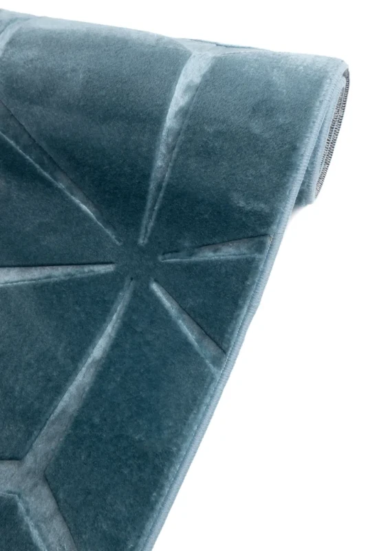 Dywan pluszowy Alaska geometria turkusowy - brzeg