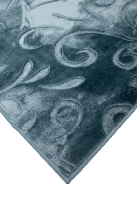 Dywan pluszowy Alaska liście turkusowy - róg