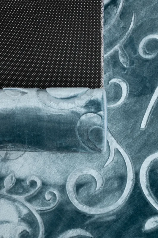 Dywan pluszowy Alaska liście turkusowy - wzór