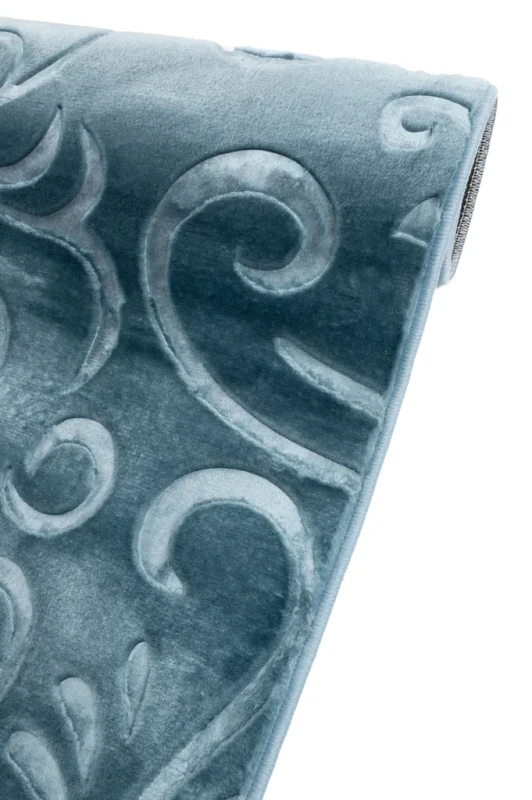 Dywan pluszowy Alaska liście turkusowy - brzeg