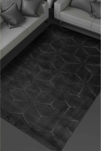 Dywan pluszowy Alaska geometria czarny do salonu