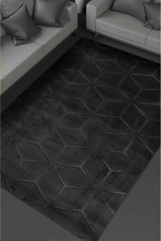 Dywan pluszowy Alaska geometria czarny do salonu