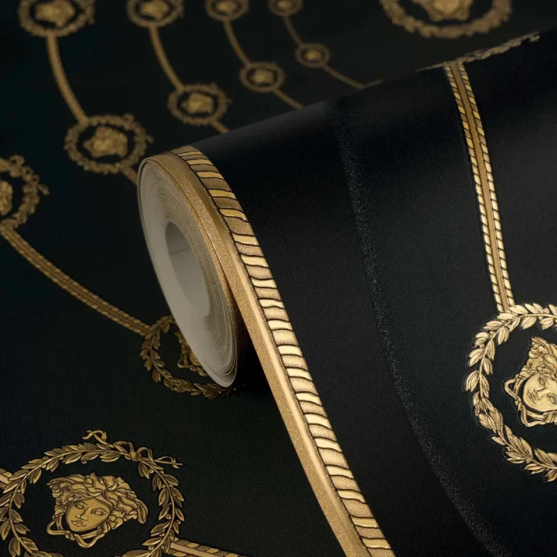 Tapeta czarno złota meduzy Versace 79175-5.webp