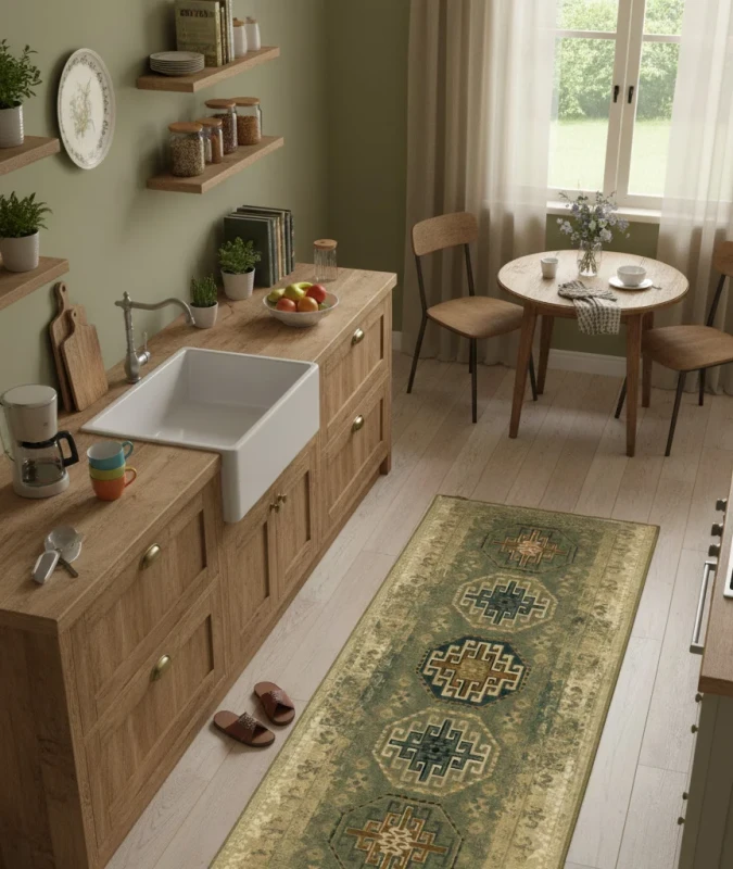 Chodnik wełniany Dywilan Polonia Ashan jadeit 2 aranżacja