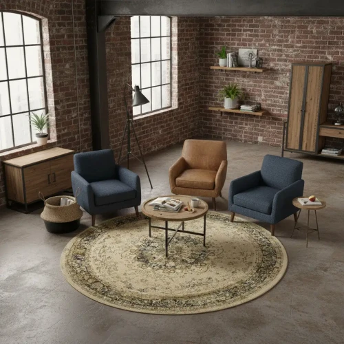 Dywan wełniany okrągły Dywilan Polonia Kordoba 25 sepia aranzacja