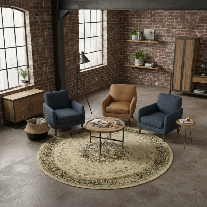 Dywan wełniany okrągły Dywilan Polonia Kordoba 25 sepia aranzacja