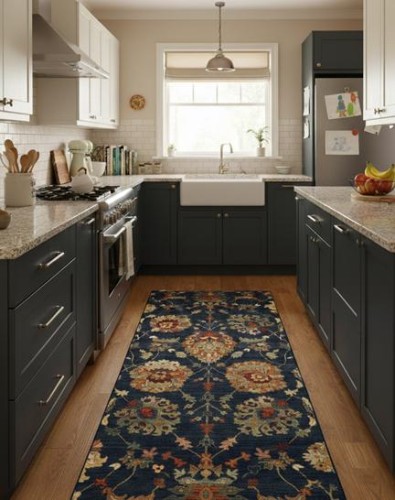 Chodnik wełniany Dywilan Superior Latica Premium navy aranżacja