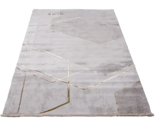 Dywan nowoczesny Galeria GL136E beżowo-złoty - rzut ukośny