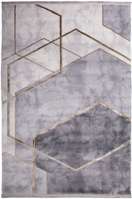 Dywan nowoczesny geometria Galeria GL136F szaro-złoty