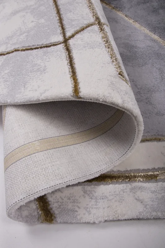 Dywan nowoczesny Galeria GL136F szaro-złoty - bok