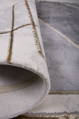 Dywan nowoczesny Galeria GL136F szaro-złoty - brzeg