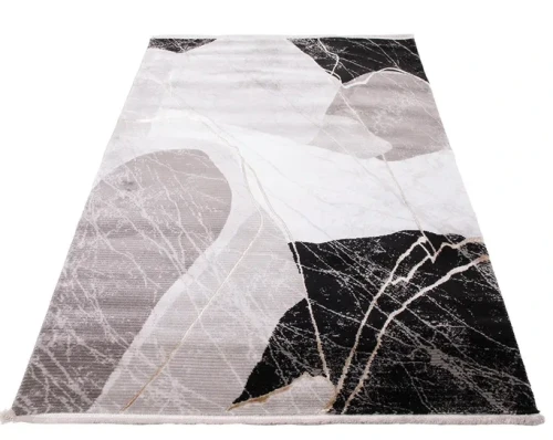 Dywan nowoczesny Galeria GL203S beżowo-czarny - rzut ukośny