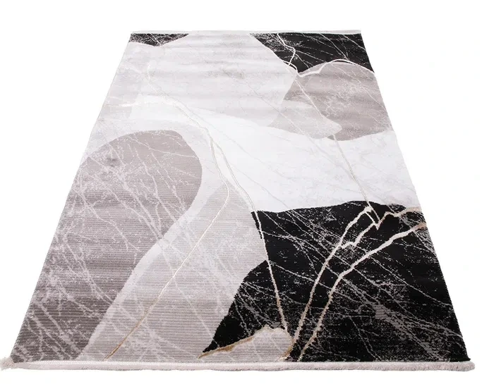 Dywan nowoczesny Galeria GL203S beżowo-czarny - rzut ukośny