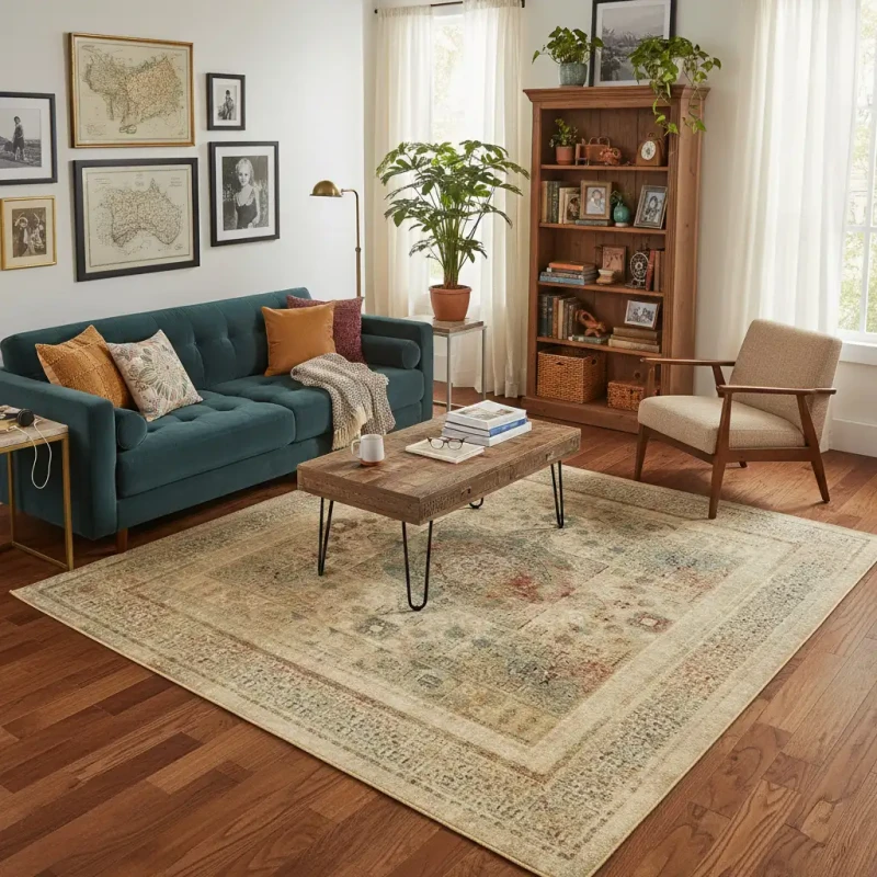 Dywan wełniany kwadrat Dywilan Omega Mamluk krem