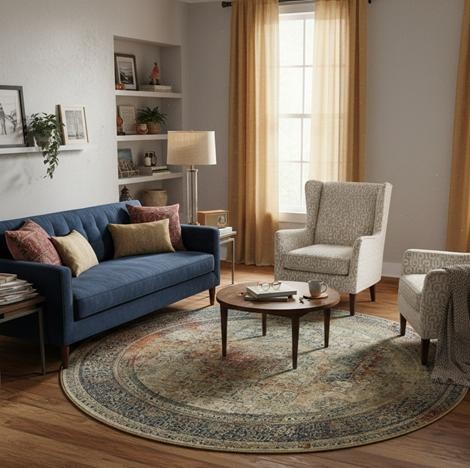 Dywan wełniany okrągły Dywilan Omega Mamluk szmaragd