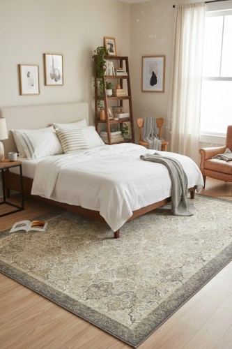 Dywan wełniany Dywilan Moon Kain srebrny aranżacja