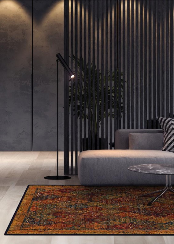 Dywan wełniany Dywilan Superior Kain kolor miedź aranżacja