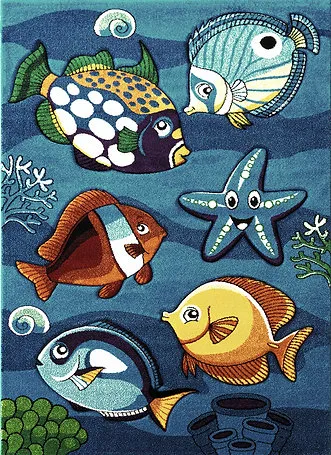 Dywan dla dzieci rybki Smart Kids 22308 ciemno niebieski