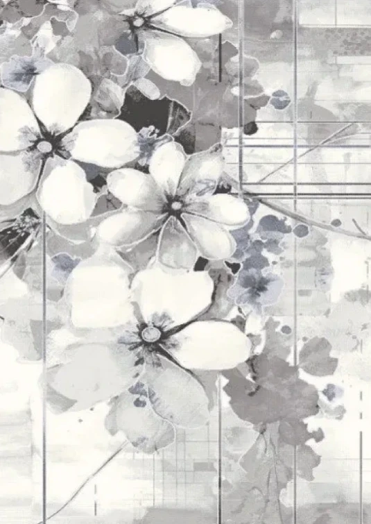 Dywan nowoczesny w kwiaty Myra 1532 szary