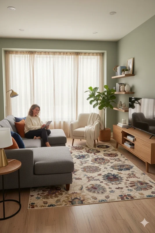 Dywan wełniany Dywilan Omega Latica krem aranżacja