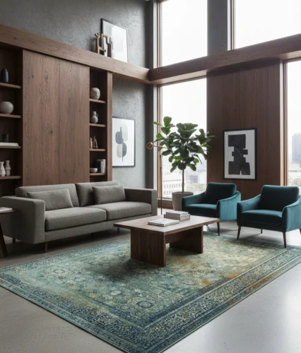 Dywan wełniany Dywilan Superior Mamluk Premium dark blue aranżacja