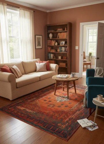 Dywan wełniany Dywilan Omega Mistik czerwony aranżacja