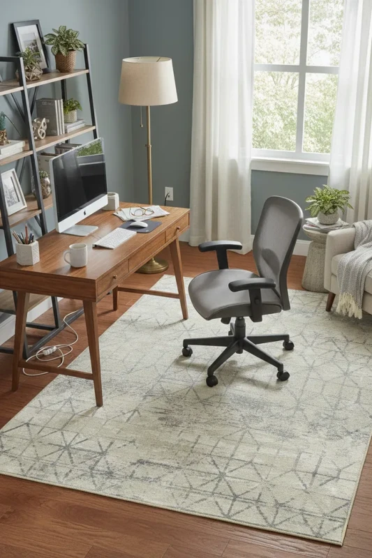 Dywan wełniany Dywilan Moon Oro srebrny aranżacja