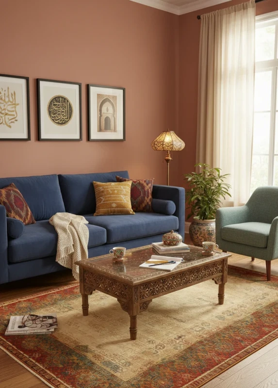 Dywan wełniany Dywilan Polonia Pamuk czerwony aranżacja