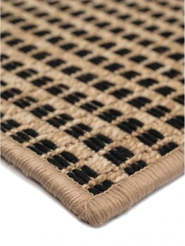 Dywan zewnętrzny Kenzy kratka beżowo-czarny obszycie