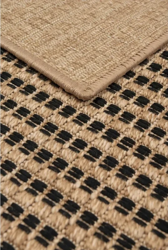 Dywan zewnętrzny Kenzy kratka beżowo-czarny spód