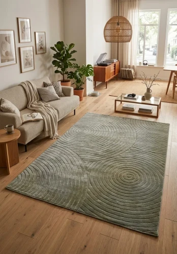 Dywan art deco 3d Dywilan Juno 6 D798AY green aranżacja