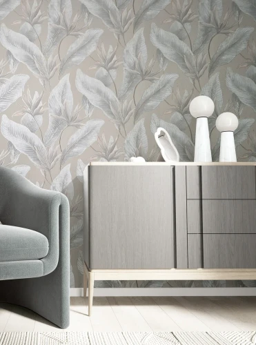 Tapeta z liśćmi do salonu nowoczesnego Marburg 36465.webp
