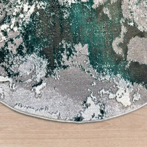 Dywan okrągły nowoczesny Dywilan Stylish 16/8780 l.grey/green obszycie