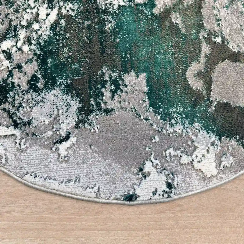 Dywan okrągły nowoczesny Dywilan Stylish 16/8780 l.grey/green obszycie