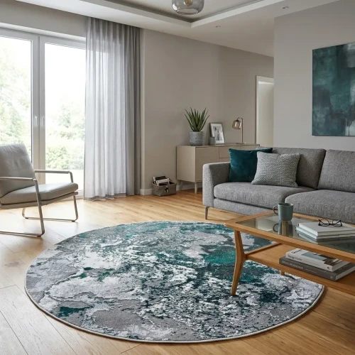 Dywan okrągły nowoczesny Dywilan Stylish 16/8780 l.grey/green aranżacja