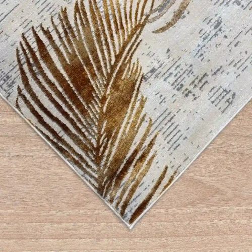 Dywan nowoczesny Dywilan Stylish 22/HE056 beżowo-złoty obszycie