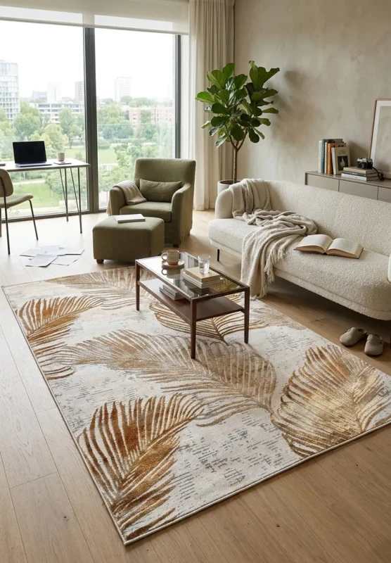 Dywan nowoczesny Dywilan Stylish 22/HE056 beżowo-złoty aranżacja